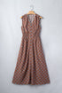 Polka Dot Smocked Distinctive Trim Zip Up Maxi Dress