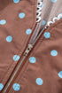 Polka Dot Smocked Distinctive Trim Zip Up Maxi Dress