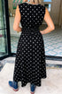 Polka Dot Smocked Distinctive Trim Zip Up Maxi Dress
