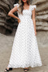 Polka Dot Smocked Ruffle Flutter Sleeve Maxi Dress