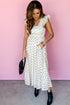 Polka Dot Smocked Ruffle Flutter Sleeve Maxi Dress