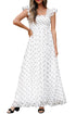 Polka Dot Smocked Ruffle Flutter Sleeve Maxi Dress