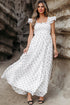 Polka Dot Smocked Ruffle Flutter Sleeve Maxi Dress