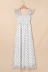 Polka Dot Smocked Ruffle Flutter Sleeve Maxi Dress