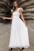Polka Dot Smocked Ruffle Flutter Sleeve Maxi Dress
