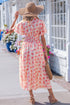Polka Dot Smocked Ruffle Sleeve A Line Maxi Dress