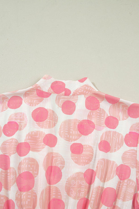 Polka Dot Smocked Ruffle Sleeve A Line Maxi Dress