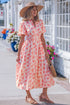 Polka Dot Smocked Ruffle Sleeve A Line Maxi Dress