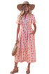 Polka Dot Smocked Ruffle Sleeve A Line Maxi Dress