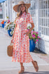 Polka Dot Smocked Ruffle Sleeve A Line Maxi Dress