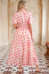 Polka Dot Smocked Ruffle Sleeve A Line Maxi Dress
