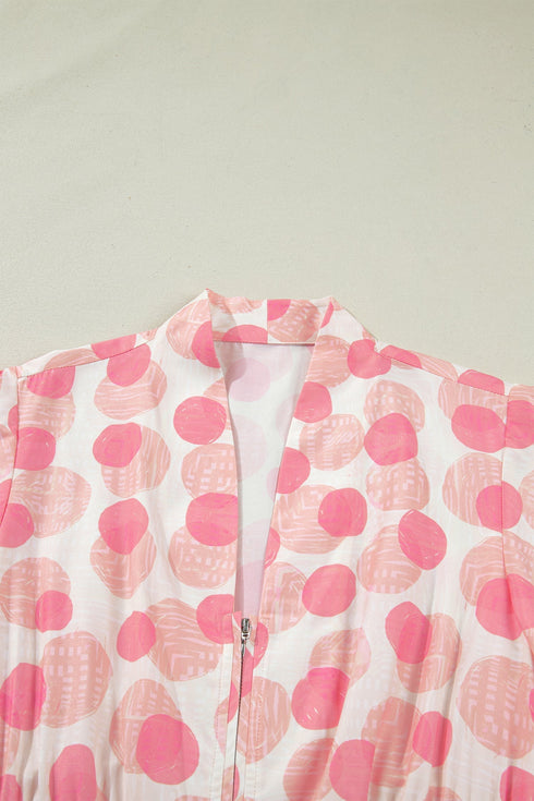 Polka Dot Smocked Ruffle Sleeve A Line Maxi Dress