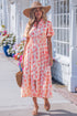 Polka Dot Smocked Ruffle Sleeve A Line Maxi Dress