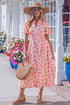 Polka Dot Smocked Ruffle Sleeve A Line Maxi Dress