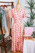 Polka Dot Smocked Ruffle Sleeve A Line Maxi Dress