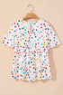 Polka Dot Tiered Ruffle Sleeve Babydoll Blouse