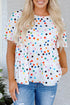 Polka Dot Tiered Ruffle Sleeve Babydoll Blouse