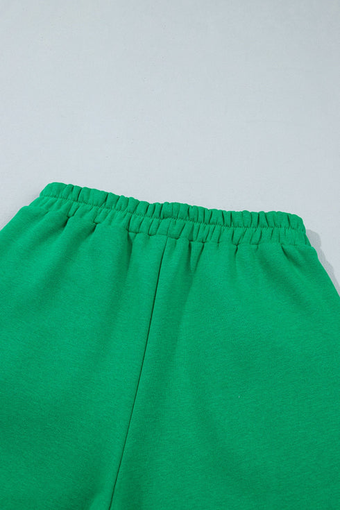 Polka Dot Trim Baggy Pullover Short Set