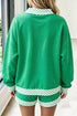 Polka Dot Trim Baggy Pullover Short Set