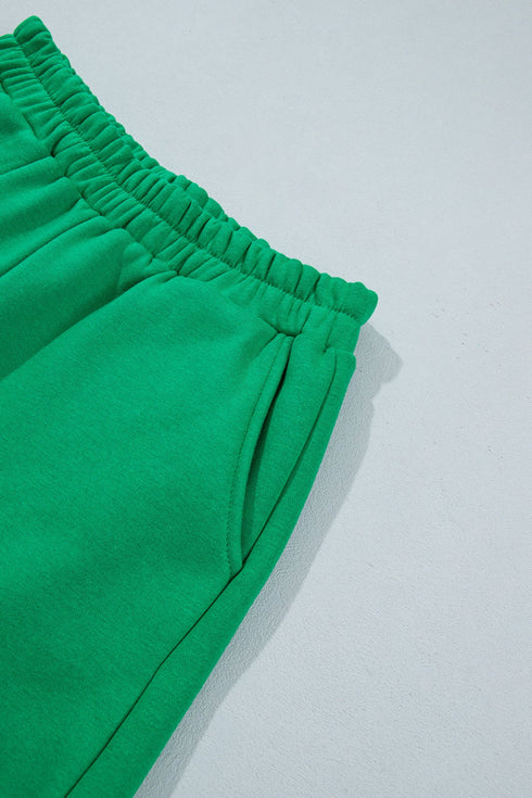 Polka Dot Trim Baggy Pullover Short Set