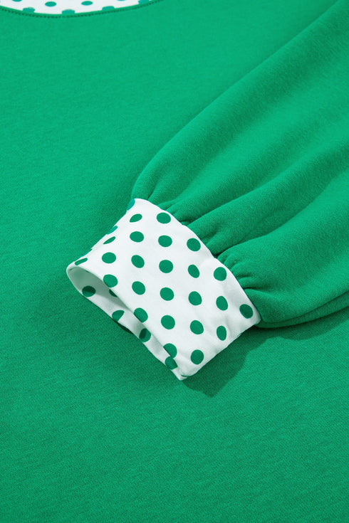Polka Dot Trim Baggy Pullover Short Set
