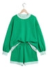 Polka Dot Trim Baggy Pullover Short Set