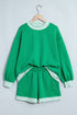 Polka Dot Trim Baggy Pullover Short Set