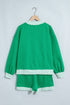 Polka Dot Trim Baggy Pullover Short Set