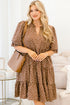 Polka Dot V Neck Long Sleeve Shift Mini Dress