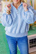 Polka Dot V Neck Metal Button Long Sleeve Sweatshirt