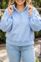 Polka Dot V Neck Metal Button Long Sleeve Sweatshirt