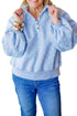 Polka Dot V Neck Metal Button Long Sleeve Sweatshirt