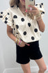 Polka Dot V Neck Ruffle Sleeve Shift Blouse