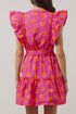 Polka Dot V Neck Ruffled A Line Mini Dress