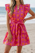 Polka Dot V Neck Ruffled A Line Mini Dress