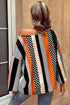 Polka Dot Vertical Stripe Print Puff Sleeve Blouse