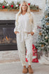 Polka Dot Waffle Knit Notched Neck Lounge Set