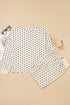 Polka Dot Waffle Knit Notched Neck Lounge Set