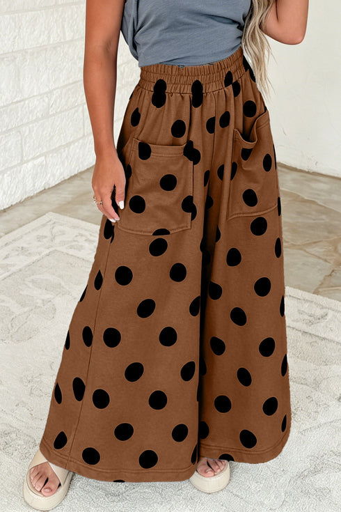 Polka Dot Wide Leg Elastic Waist Pants