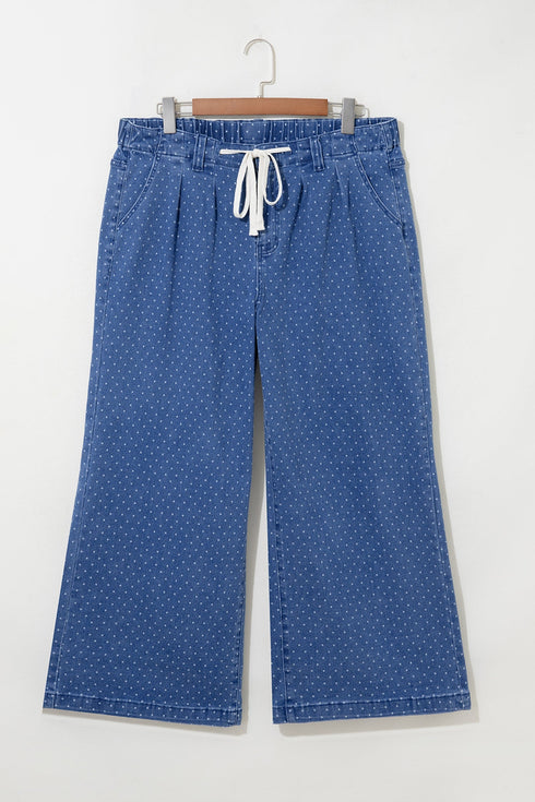 Polka Dot Wide Leg Full Length Shift Jeans