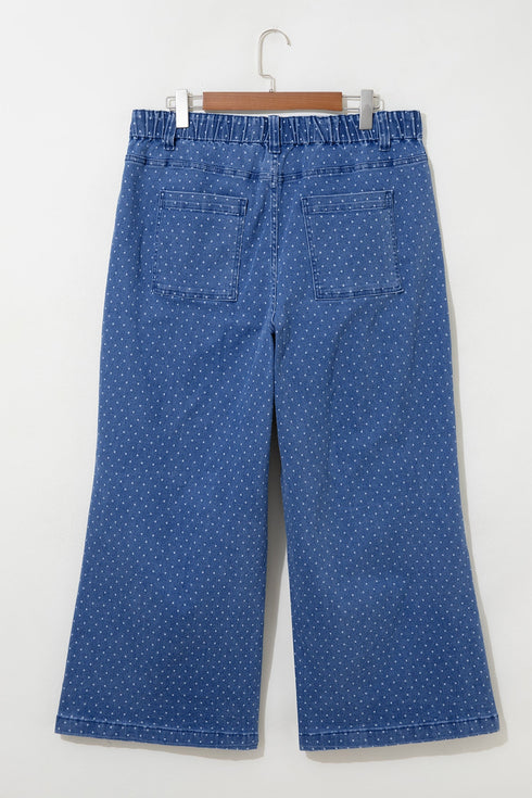 Polka Dot Wide Leg Full Length Shift Jeans