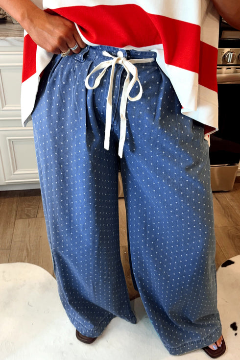 Polka Dot Wide Leg Full Length Shift Jeans
