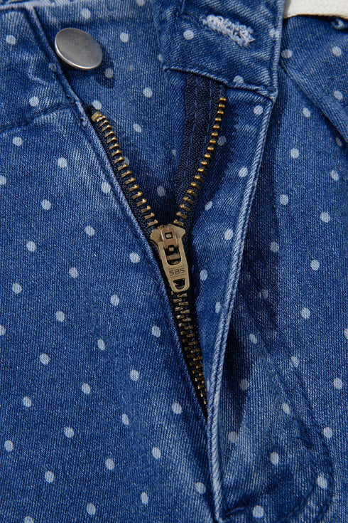 Polka Dot Wide Leg Full Length Shift Jeans