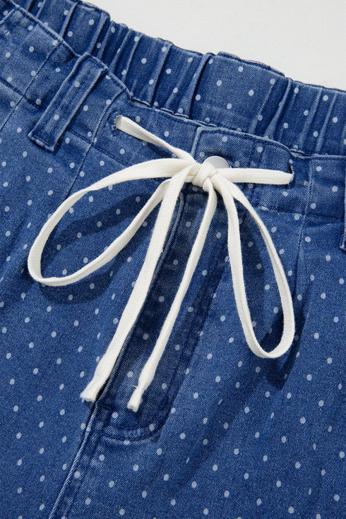 Polka Dot Wide Leg Full Length Shift Jeans