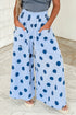 Polka Dot Wide Leg Smocked Elastic Waist Pants