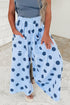 Polka Dot Wide Leg Smocked Elastic Waist Pants