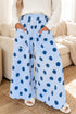 Polka Dot Wide Leg Smocked Elastic Waist Pants