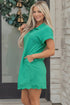 Polo Collar Snap Button Short Sleeve Scalloped Mini Dress