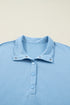 Polo Collar Snap Button Short Sleeve Scalloped Mini Dress