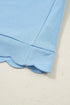 Polo Collar Snap Button Short Sleeve Scalloped Mini Dress